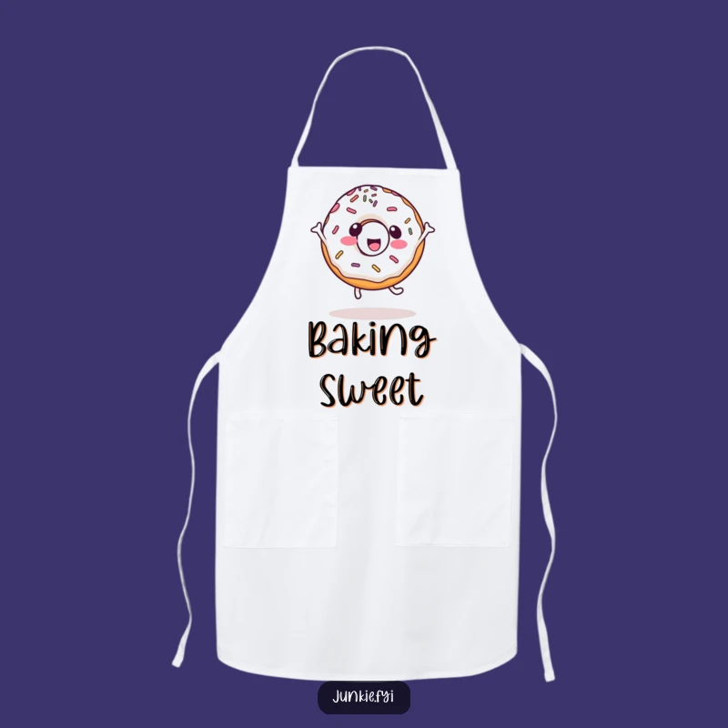 Kitchen Funny Kawaii Donut Cartwheel Apron, bake with joy, a humorous funny gift for chefs.
