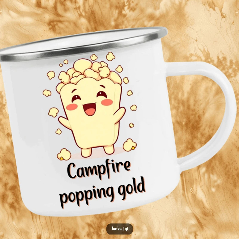 Durable funny popcorn character showering itself with popcorn, designed for outdoor enjoyment and humor.