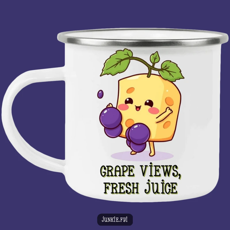 Funny Kawaii Cheese Camping Mug: Adventure Grape Catcher - Outdoor Hilarious Gift