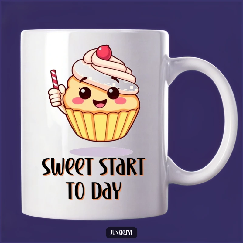 Funny Cupcake Thumbs Up Mug - Cheerful Cartoon Baking Gift Idea