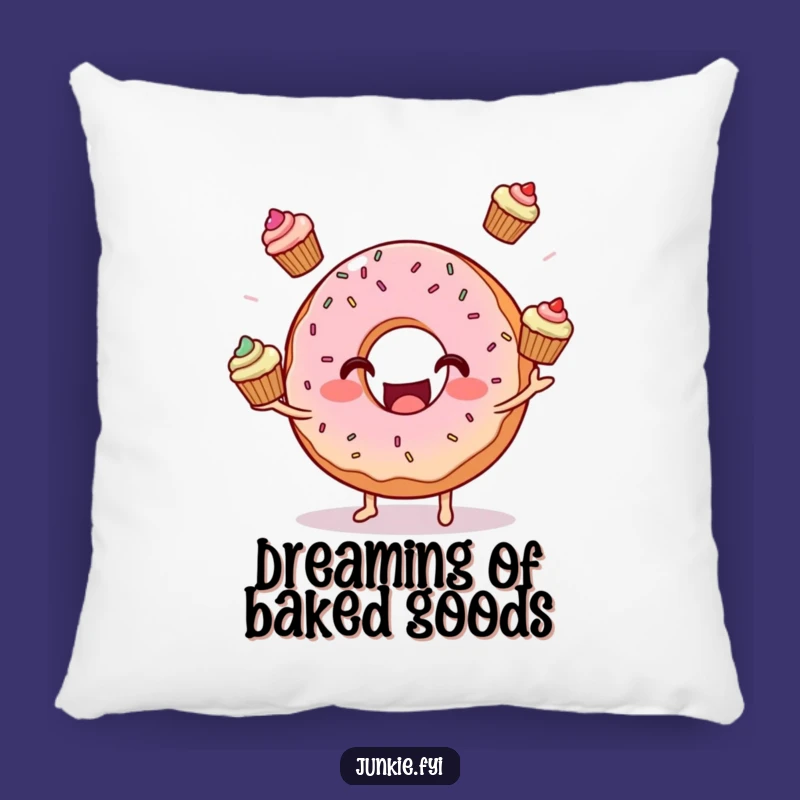 Funny Donut Juggling Cupcakes Pillow: Cuddle Up with Sweet, Hilarious Comfort