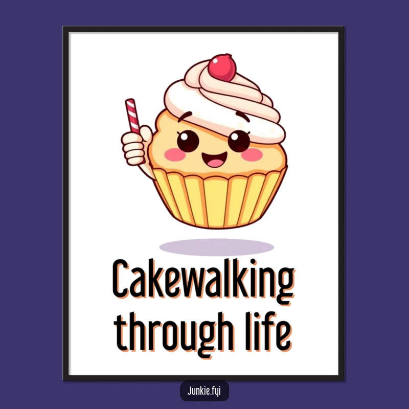 Funny Cupcake Thumbs Up Digital Art - Instant Cartoon Cheer Print Gift