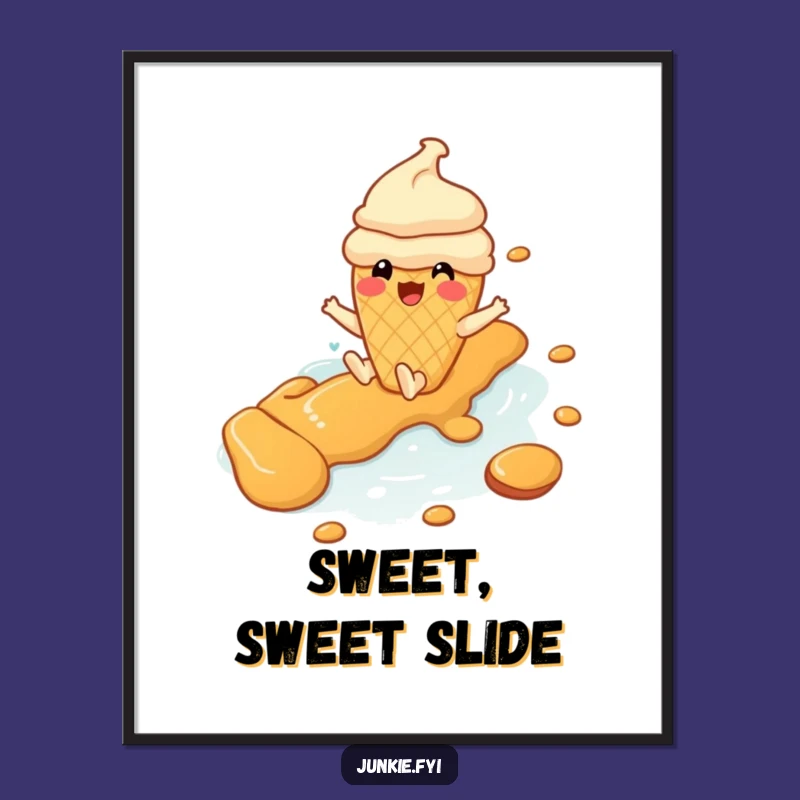 Funny Ice Cream Digital Art: Instant Download of Sweet River Joy
