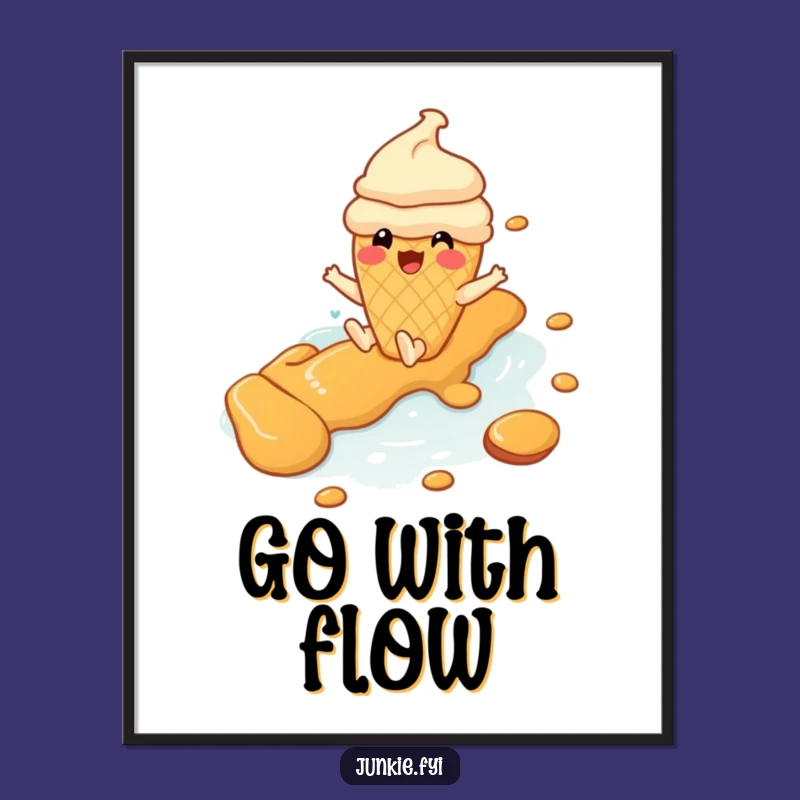 Funny Ice Cream Art Print: A Sweet Ride Down a Caramel River