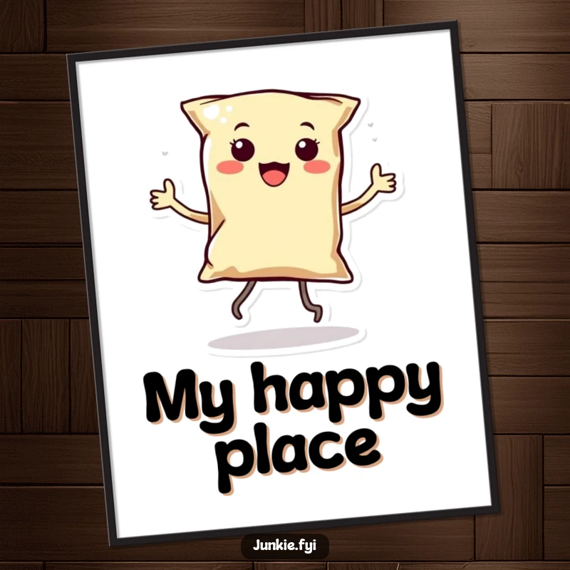 Funny Kawaii Chip Dancer Poster: A vibrant depiction of a smiling anthropomorphic bag of chips with tiny legs dancing with infectious enthusiasm.