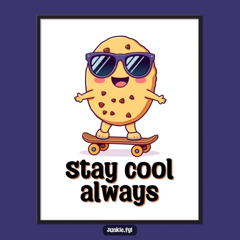 Funny Kawaii Skater Cookie Poster: Cool Wall Art, Hilarious Character Design, Perfect Humorous Gift!