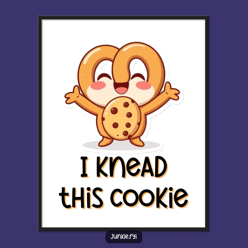 Funny Pretzel Art Print: A Gleeful Cookie Devourer for Your Wall