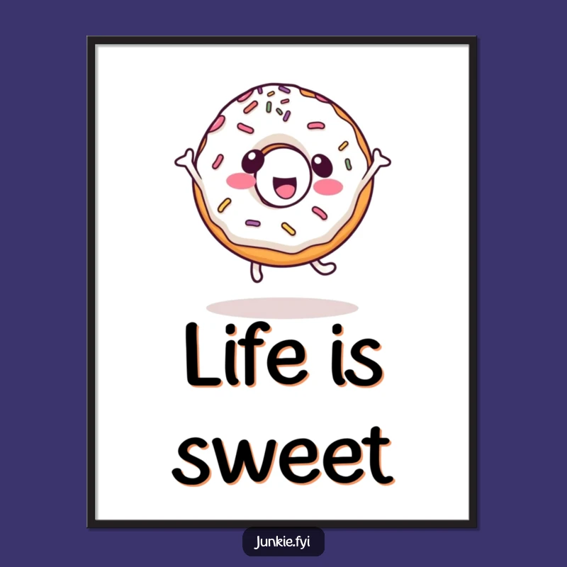 Vibrant Funny Kawaii Donut Cartwheel Poster, wall sweetness, a delightful funny gift for kitchens.