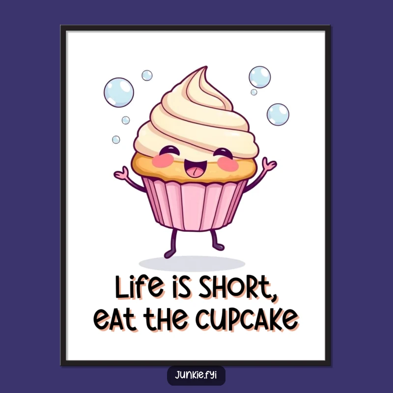 Funny Free Printable Wall Art: Spunky Cupcake Blowing Bubbles for Whimsical Downloadable Decor