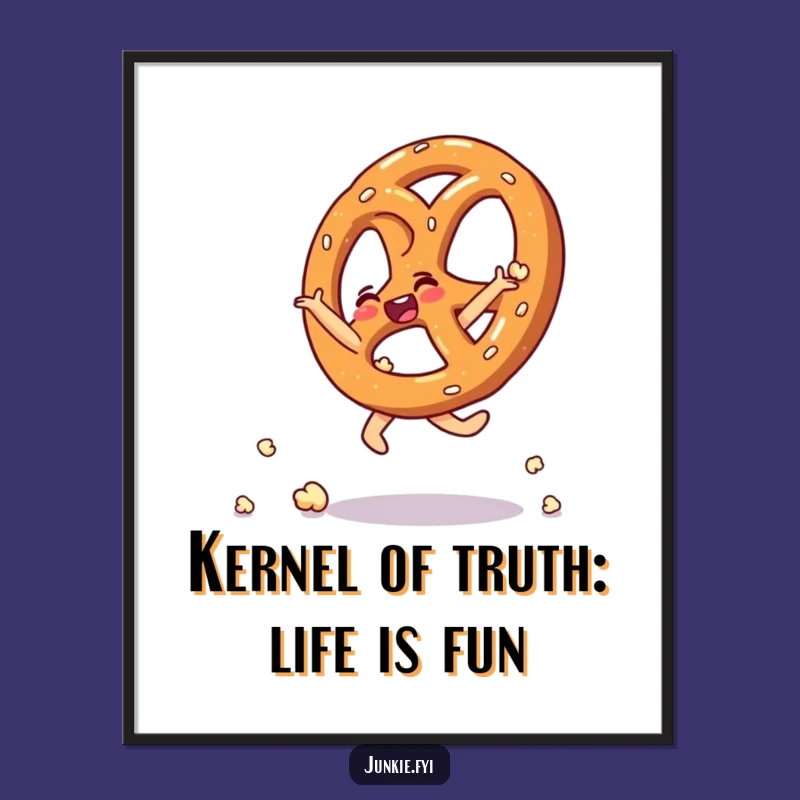 Funny Free Printable Wall Art: Thrilled Pretzel Popcorn Cartwheel, Downloadable Decor