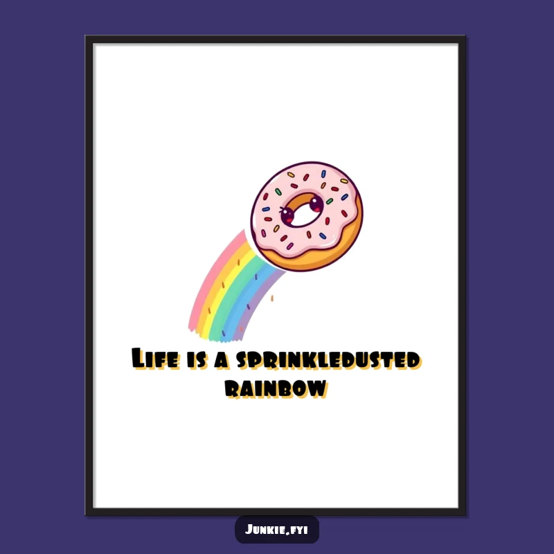 Free Printable Wall Art: Donut Rainbow Slide, Funny Downloadable Art Gift