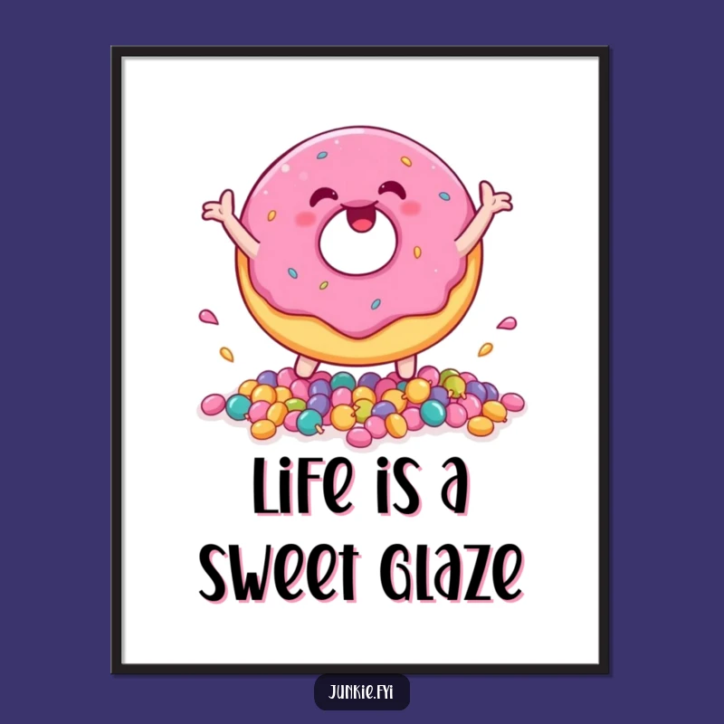 Funny Free Printable Wall Art: Joyful Donut Candy Bounce Downloadable Art Gift