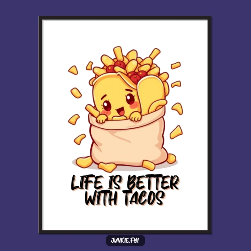 Free Printable Wall Art: Curious Taco Decor, Humorous Chip Bag Art