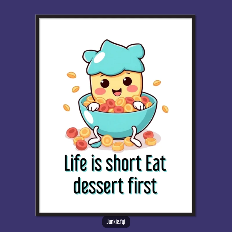 Funny Free Printable Wall Art: Wiggly Food Cereal Dive - Downloadable Quirky Decor!