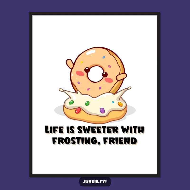 Funny Free Printable Wall Art: Donut Frosting Flip Joy Downloadable Art Print