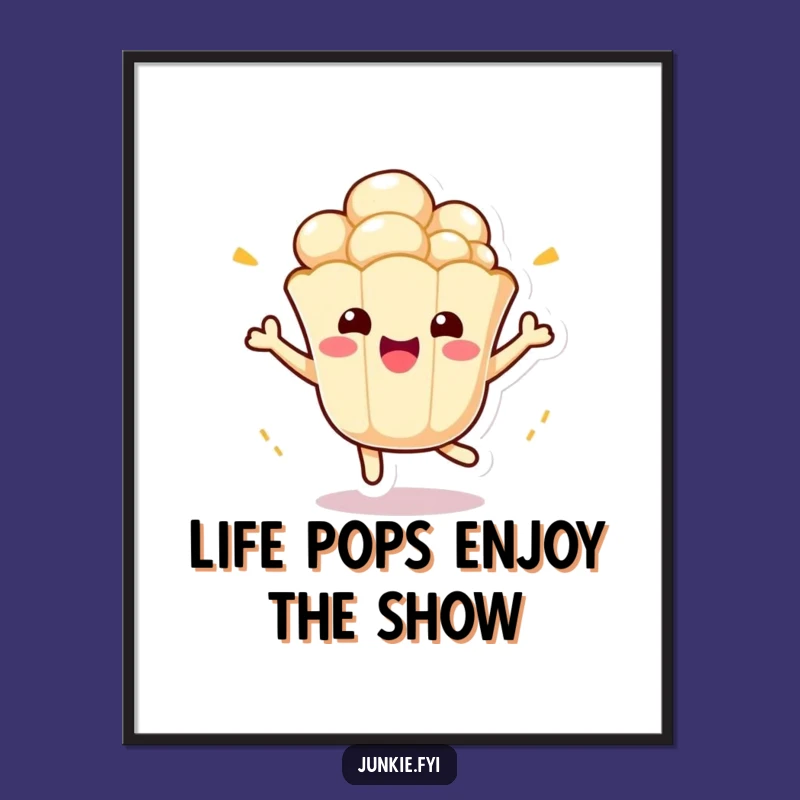 Free Printable Popcorn Wall Art - Funny Kawaii Art Downloadable Gift for Snack Lovers