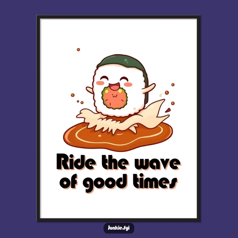 Free Printable Wall Art: Giggling Sushi Decor, Humorous Soy Sauce Wave Art