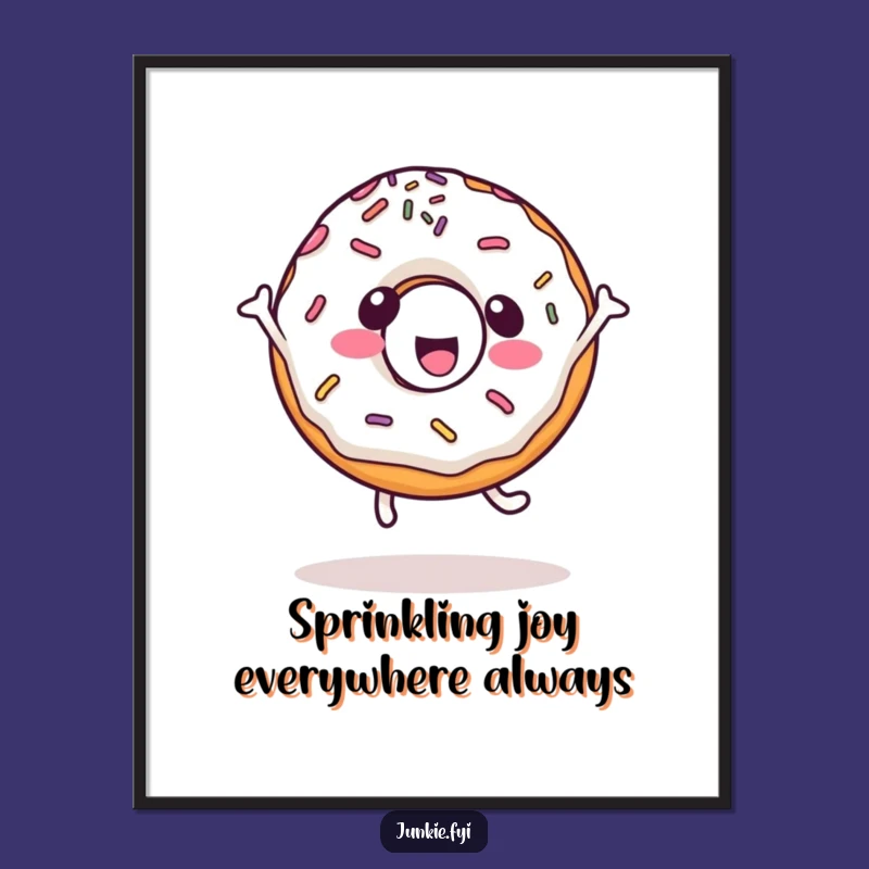 Free Printable Wall Art: Happy Kawaii Donut Cartwheel Funny Downloadable Gift for Sweet Decor