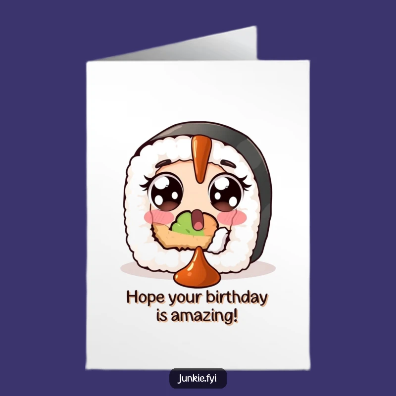 Free Printable Birthday Card: Surprised Sushi Soy Sauce, Funny Foodie Downloadable Card