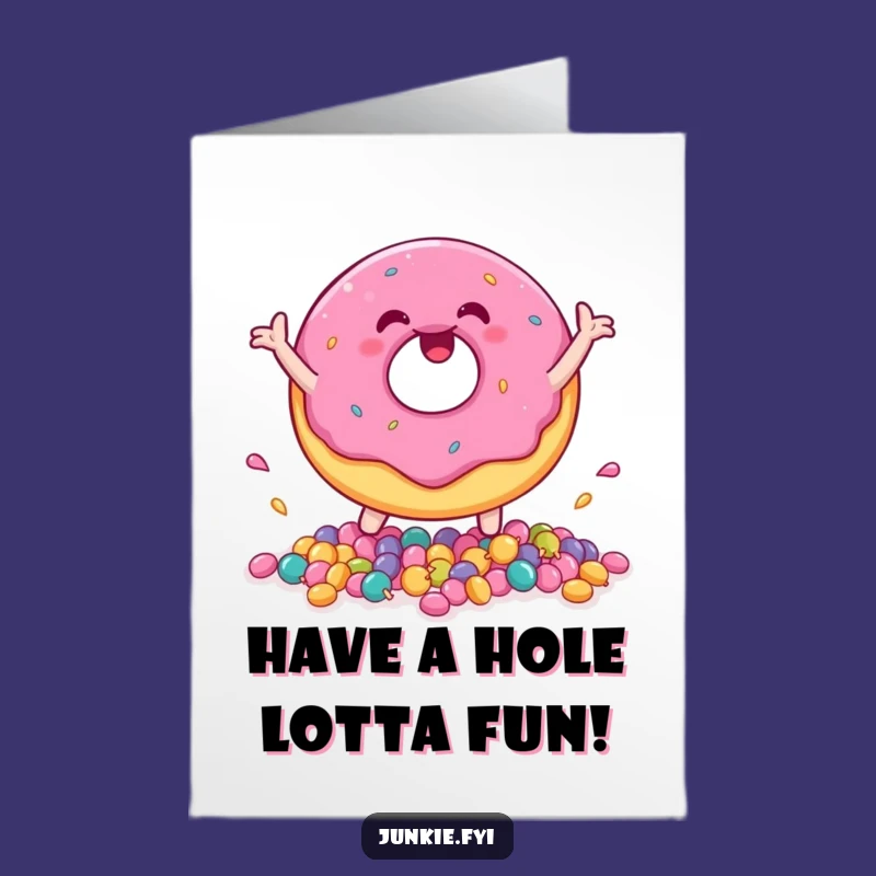 Free Printable Birthday Card: Joyful Donut Candy Bounce Funny Downloadable Gift