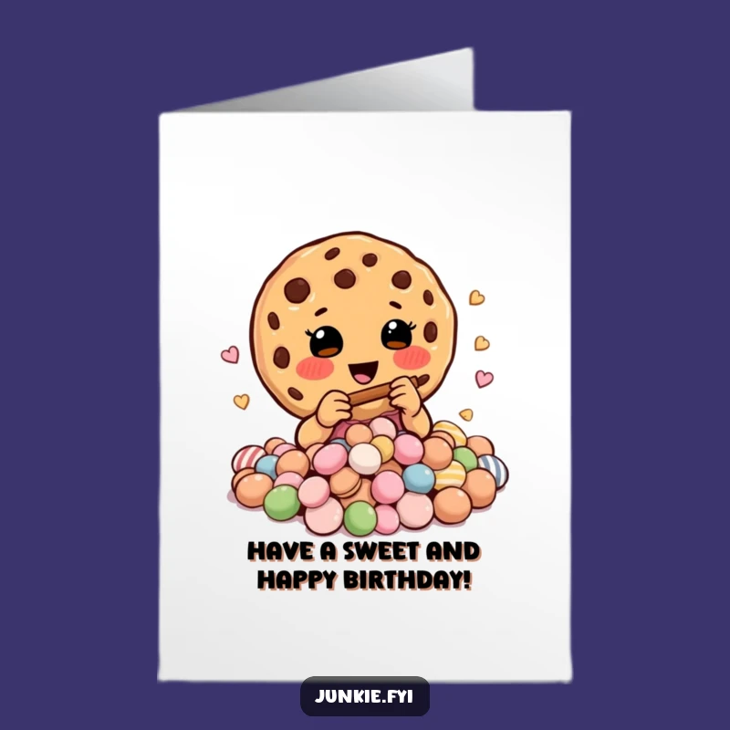 Free Printable Birthday Card: Cookie Charmer Plays Candies, Funny Sweet Treat Downloadable Card