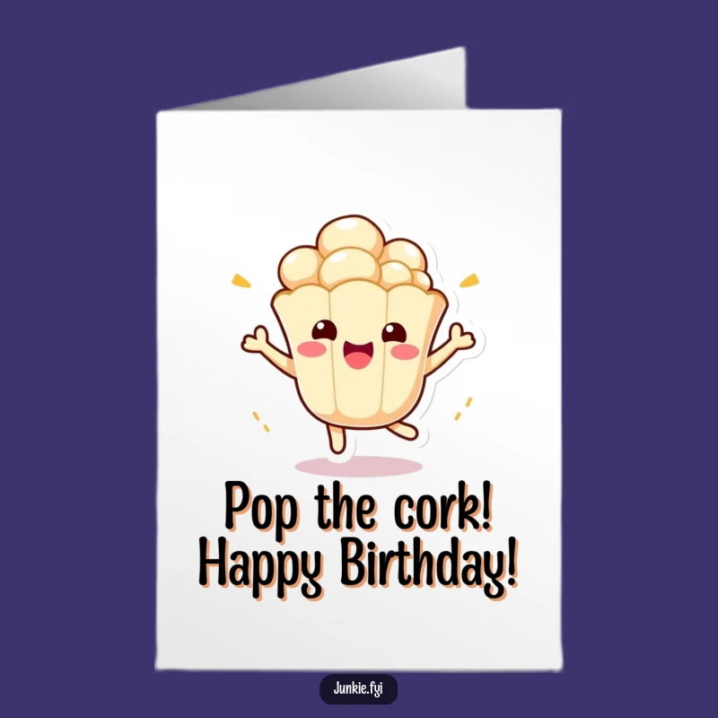 Free Printable Popcorn Birthday Card - Funny Kawaii Downloadable Gift for Movie Lovers
