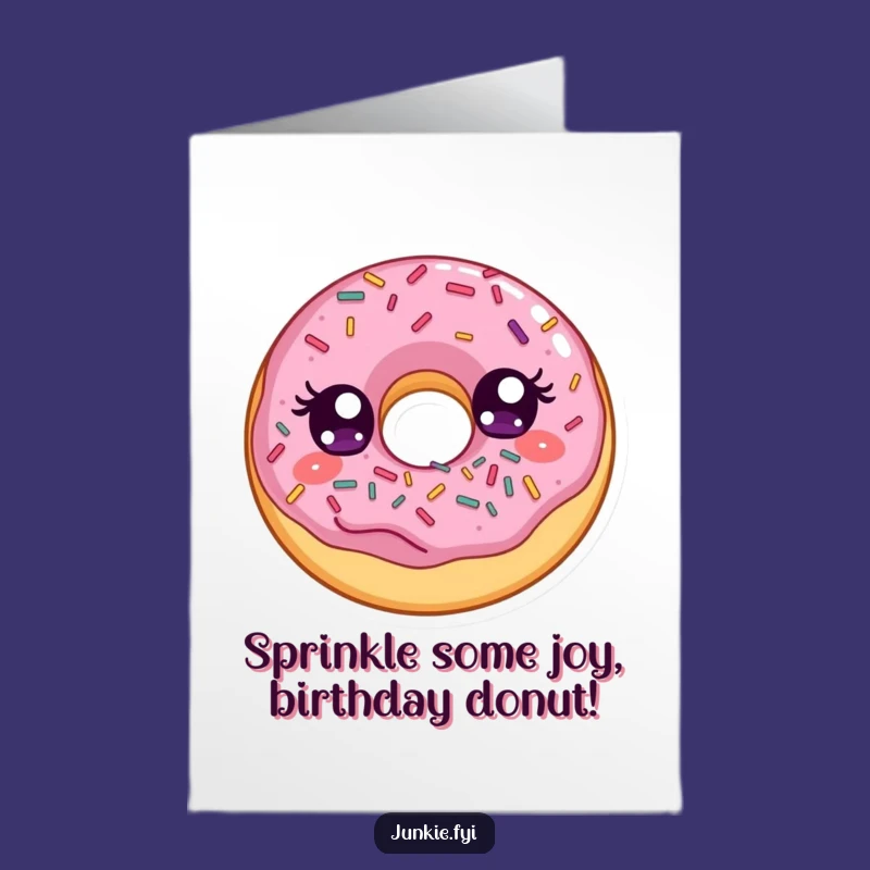 Free Printable Birthday Card: Funny Donut Lover Gift, Delightful Sprinkle Face Downloadable Card