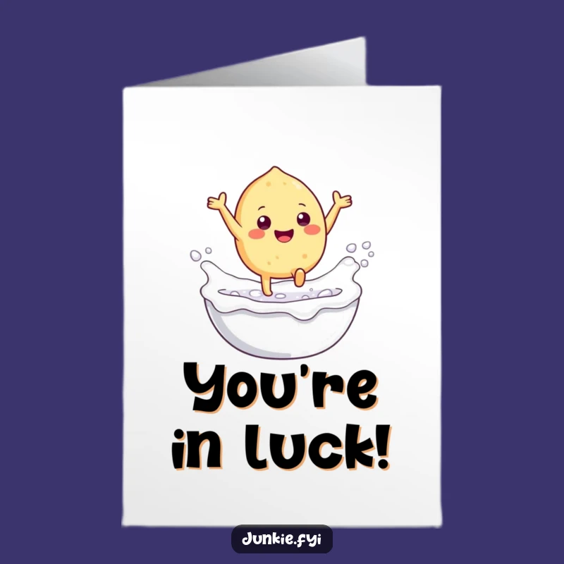 Free Printable Congrats Card: Gleeful Food Character Bath Surprise Downloadable Gift