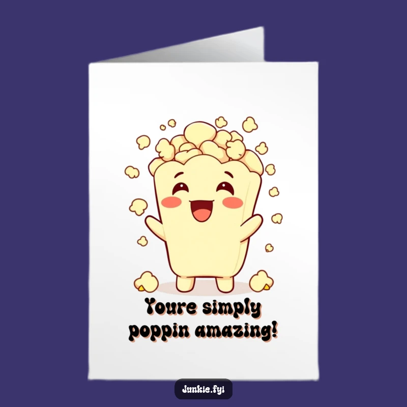 Free Printable Congrats Card: Grinning Popcorn Shower Humor Downloadable Gift