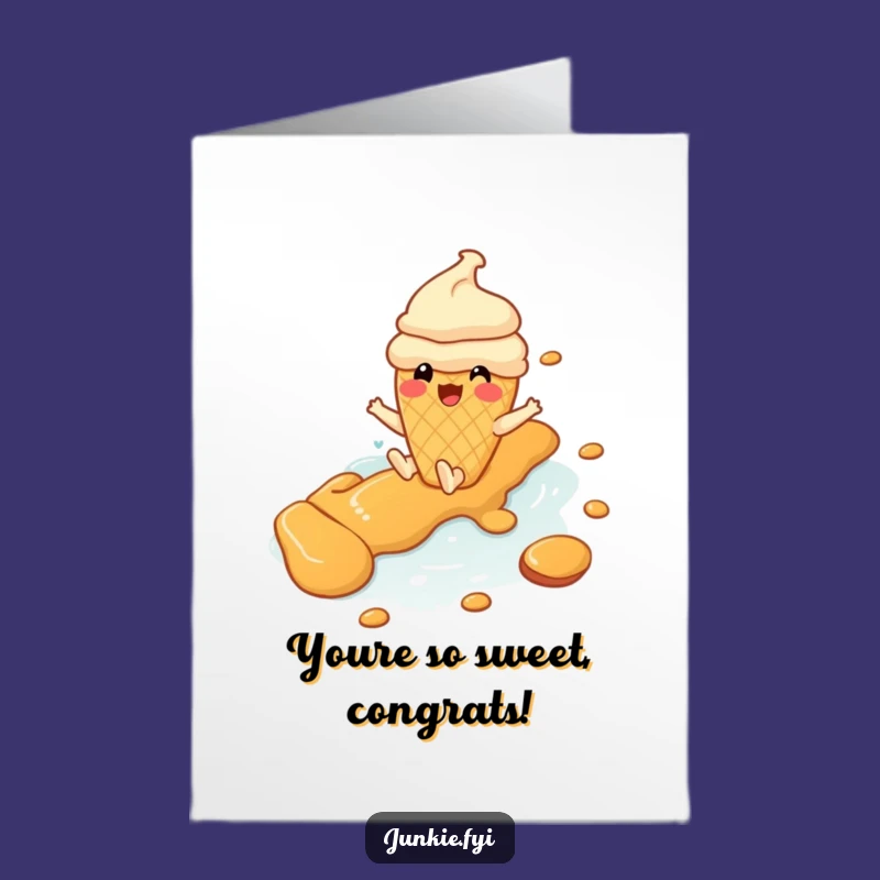 Free Printable Congrats Card: Ice Cream Cone Caramel Slide Humor Downloadable Gift
