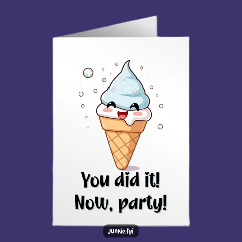 Free Printable Congrats Card: Ice Cream Cone's Crystal Celebration, Instant Download