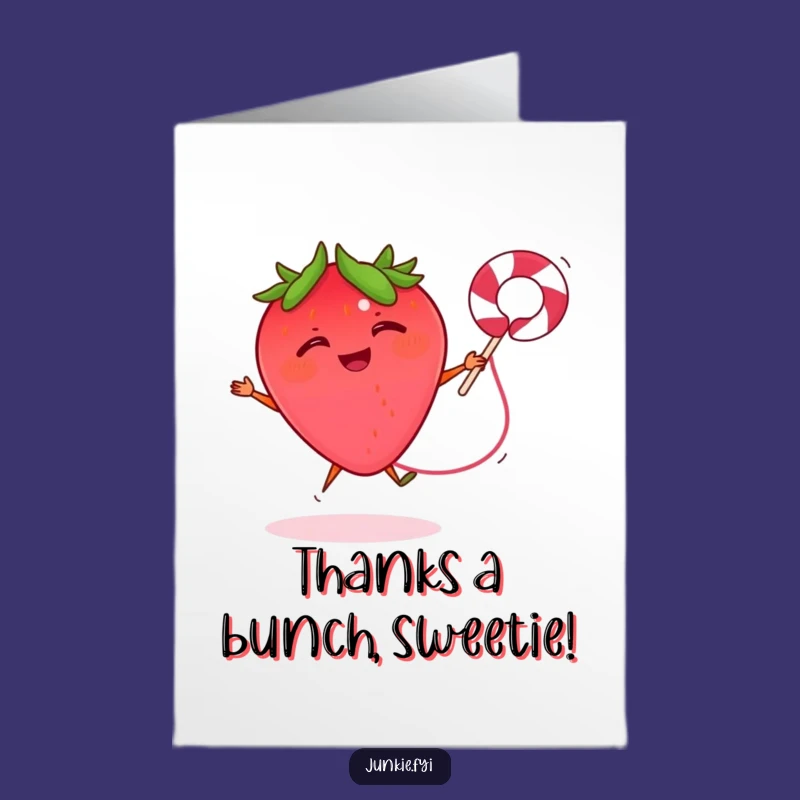 Free Printable Thank You Card: Strawberry's Sweet Jump of Gratitude - Downloadable Gift
