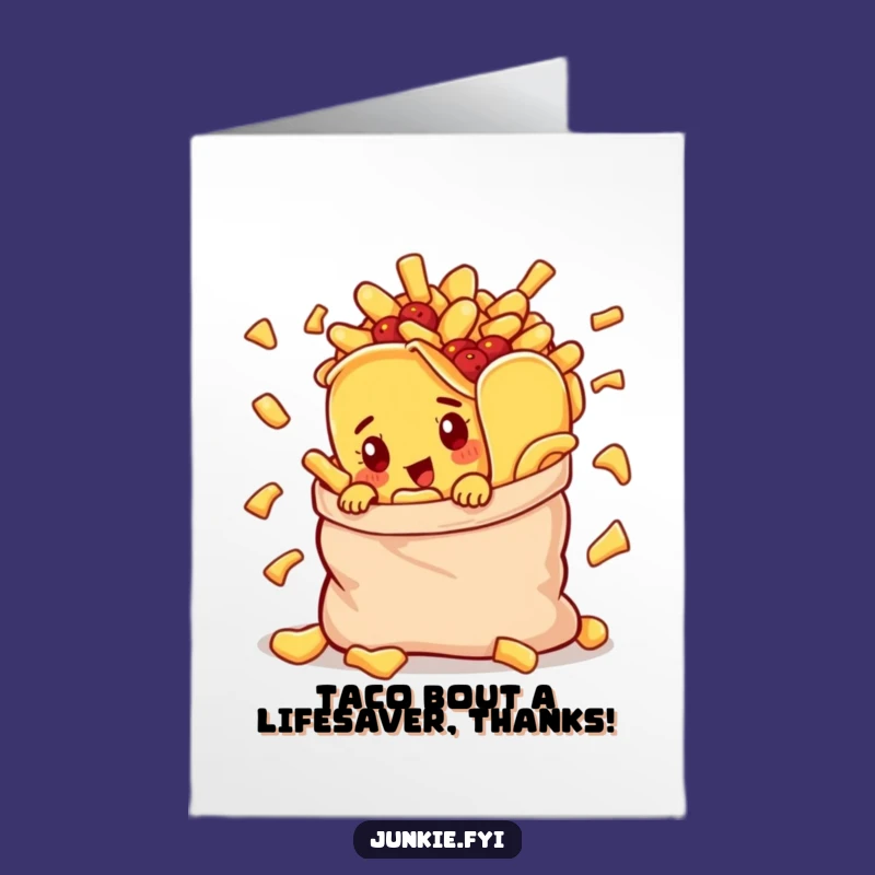 Free Printable Thank You Card: Curious Taco, Humorous Chip Bag, Downloadable Note