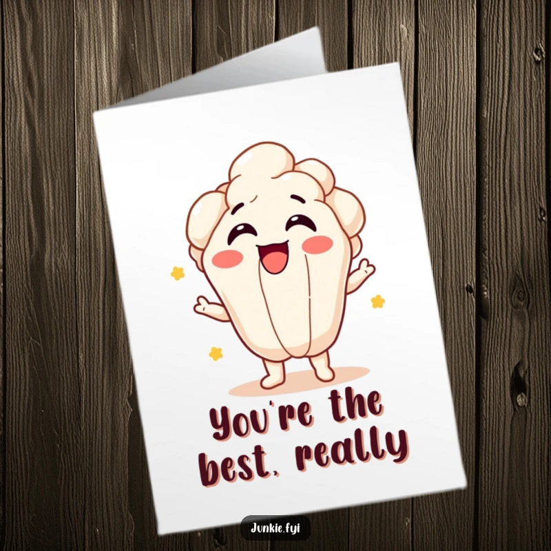 Funny Free Printable Thank You Card: Giggling popcorn kernel character bursting with happiness, a cheerful thank you.