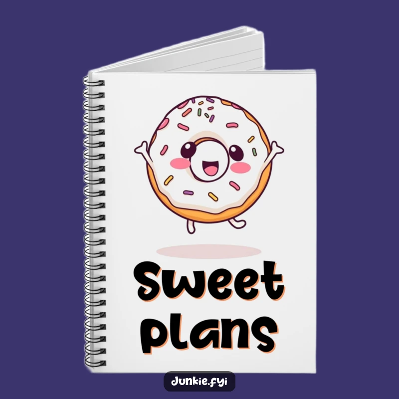 Funny Kawaii Donut Cartwheel Notebook, jot down ideas, a creative funny gift for planners.