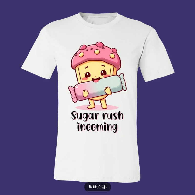 Funny Candy T-Shirt: Happy Foodie Grabs Giant Bar, Hilarious Gift!