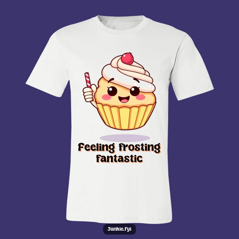 Funny Cupcake Thumbs Up T-Shirt - Positive Cartoon Apparel Gift