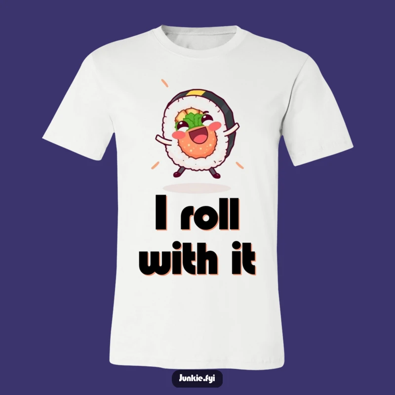 Funny Giggling Sushi Roll Cartwheel T-Shirt - Hilarious Foodie Apparel Gift