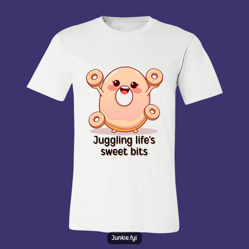 Funny Jelly Donut Juggling T-Shirt - Comical Foodie Cartoon Apparel Gift